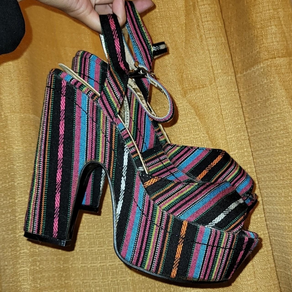 Boho Barbie Chunky Platform Colorful Heels